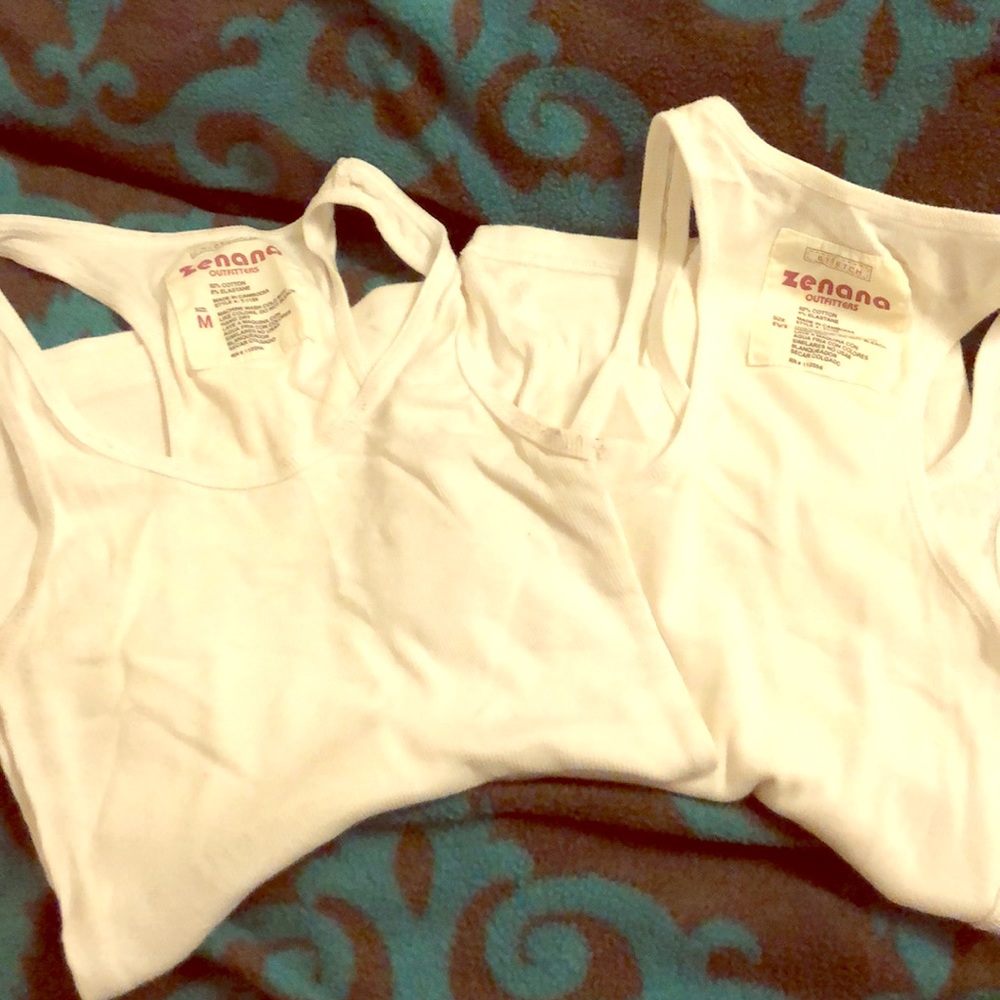 2 white ribbed tank tops - Picture 1 of 1